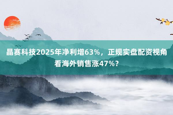 晶赛科技2025年净利增63%，正规实盘配资视角看海外销售涨47%？