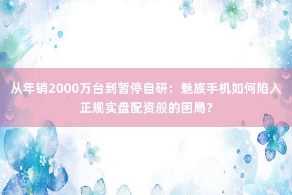 从年销2000万台到暂停自研：魅族手机如何陷入正规实盘配资般的困局？