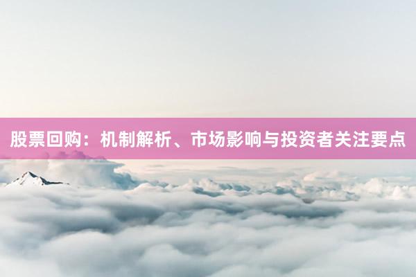 股票回购：机制解析、市场影响与投资者关注要点