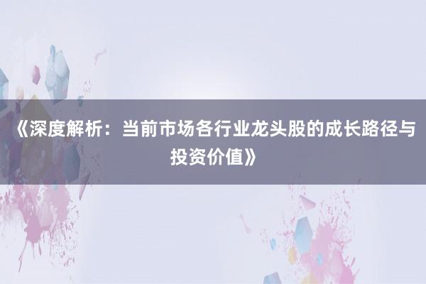 《深度解析：当前市场各行业龙头股的成长路径与投资价值》
