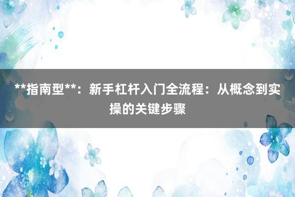 **指南型**：新手杠杆入门全流程：从概念到实操的关键步骤