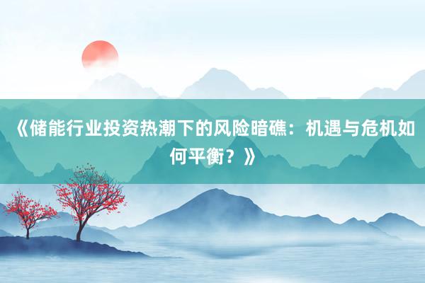 《储能行业投资热潮下的风险暗礁：机遇与危机如何平衡？》