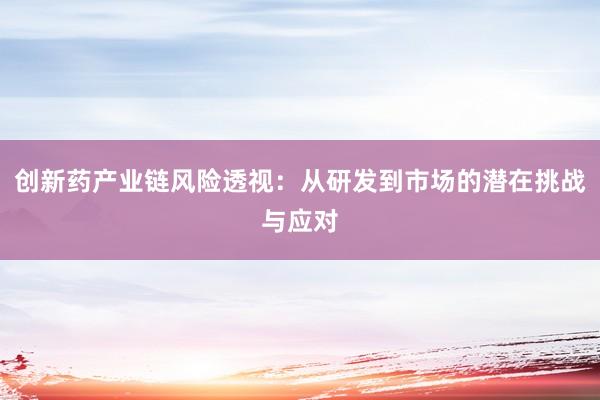 创新药产业链风险透视：从研发到市场的潜在挑战与应对