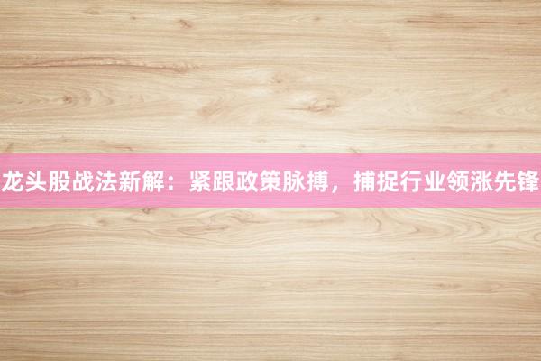 龙头股战法新解：紧跟政策脉搏，捕捉行业领涨先锋