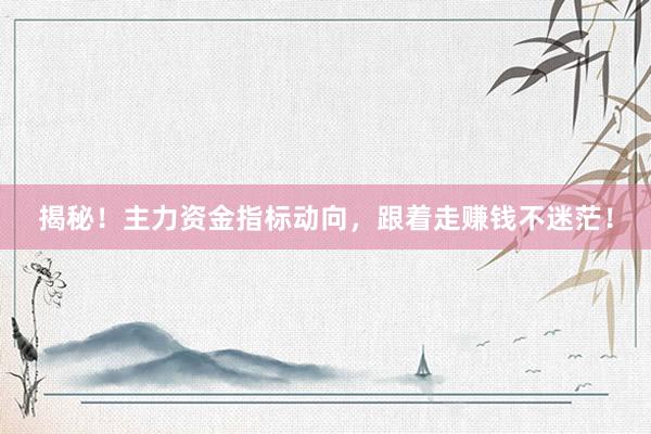 揭秘！主力资金指标动向，跟着走赚钱不迷茫！