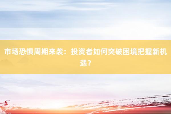 市场恐惧周期来袭：投资者如何突破困境把握新机遇？