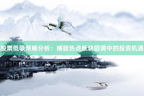 股票低吸策略分析：捕捉热点板块回调中的投资机遇