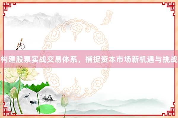 构建股票实战交易体系，捕捉资本市场新机遇与挑战