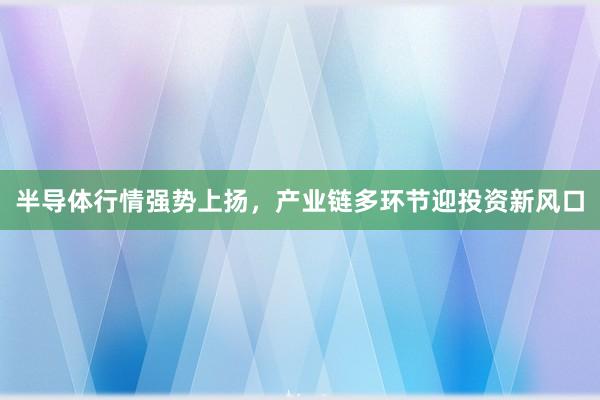 半导体行情强势上扬，产业链多环节迎投资新风口