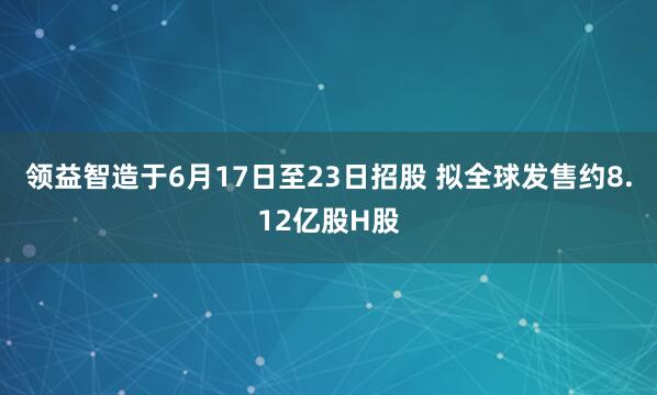 领益智造于6月17日至23日招股 拟全球发售约8.12亿股H股
