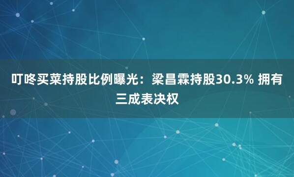 叮咚买菜持股比例曝光：梁昌霖持股30.3% 拥有三成表决权