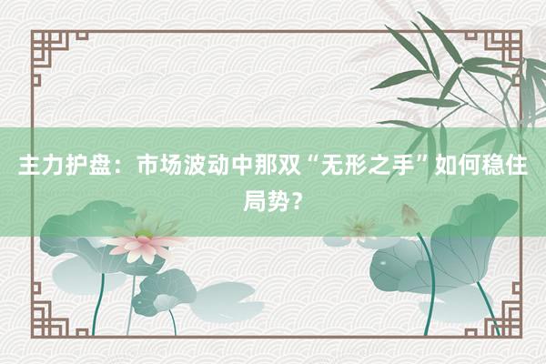 主力护盘：市场波动中那双“无形之手”如何稳住局势？