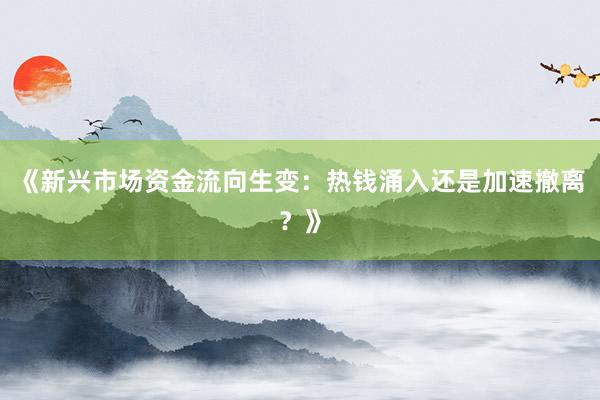 《新兴市场资金流向生变：热钱涌入还是加速撤离？》