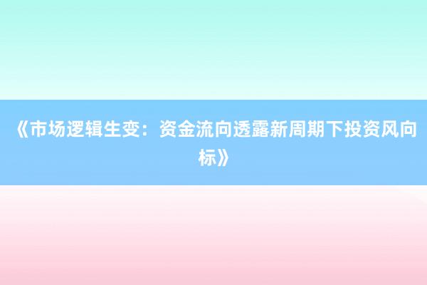 《市场逻辑生变：资金流向透露新周期下投资风向标》