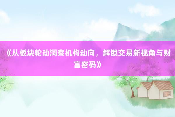 《从板块轮动洞察机构动向，解锁交易新视角与财富密码》