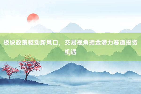 板块政策驱动新风口，交易视角掘金潜力赛道投资机遇