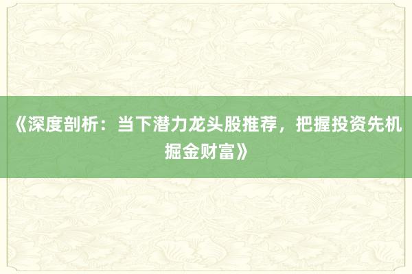 《深度剖析：当下潜力龙头股推荐，把握投资先机掘金财富》