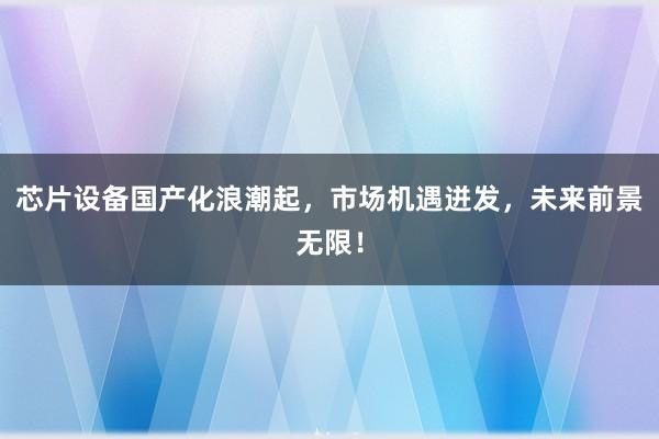 芯片设备国产化浪潮起，市场机遇迸发，未来前景无限！