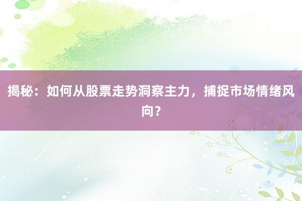 揭秘：如何从股票走势洞察主力，捕捉市场情绪风向？