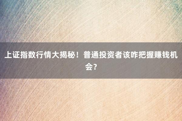 上证指数行情大揭秘！普通投资者该咋把握赚钱机会？