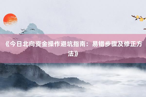 《今日北向资金操作避坑指南：易错步骤及修正方法》