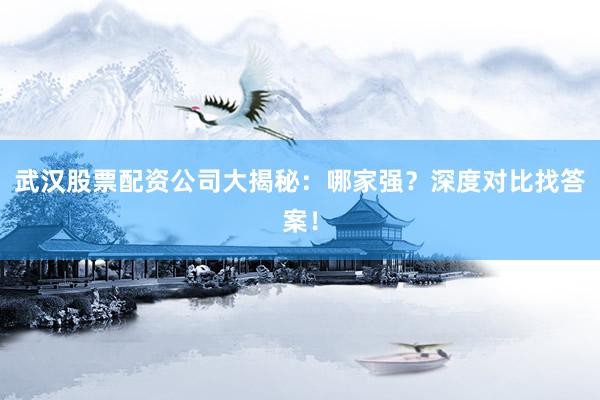 武汉股票配资公司大揭秘：哪家强？深度对比找答案！