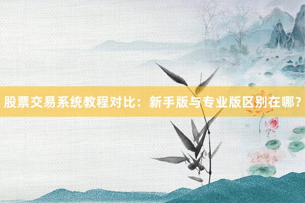 股票交易系统教程对比：新手版与专业版区别在哪？